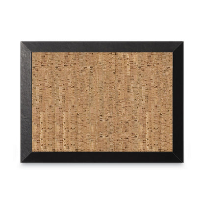 Natural Cork Bulletin Board, 36" x 24", Tan Surface, Black Wood Frame