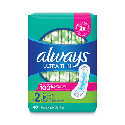 Ultra Thin Pads, Size 2, Super Long Absorbency, 40/Pack