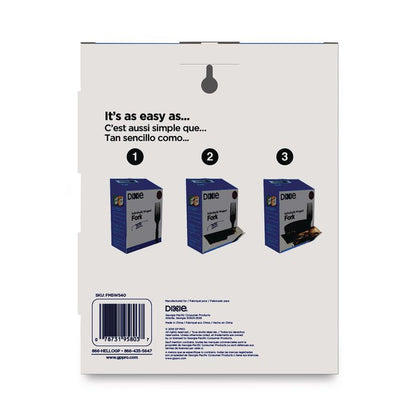 Grab'N Go Wrapped Cutlery, Fork, Plastic, Black,  90/Box, 6 Boxes/Carton