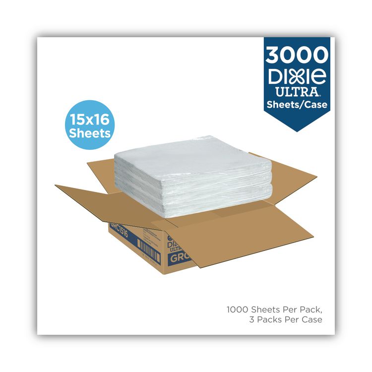 All-Purpose Food Wrap, Dry Wax Paper, 15 x 16, White, 1,000 Sheets/Pack, 3 Packs/Carton