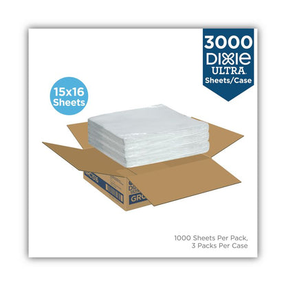 All-Purpose Food Wrap, Dry Wax Paper, 15 x 16, White, 1,000 Sheets/Pack, 3 Packs/Carton