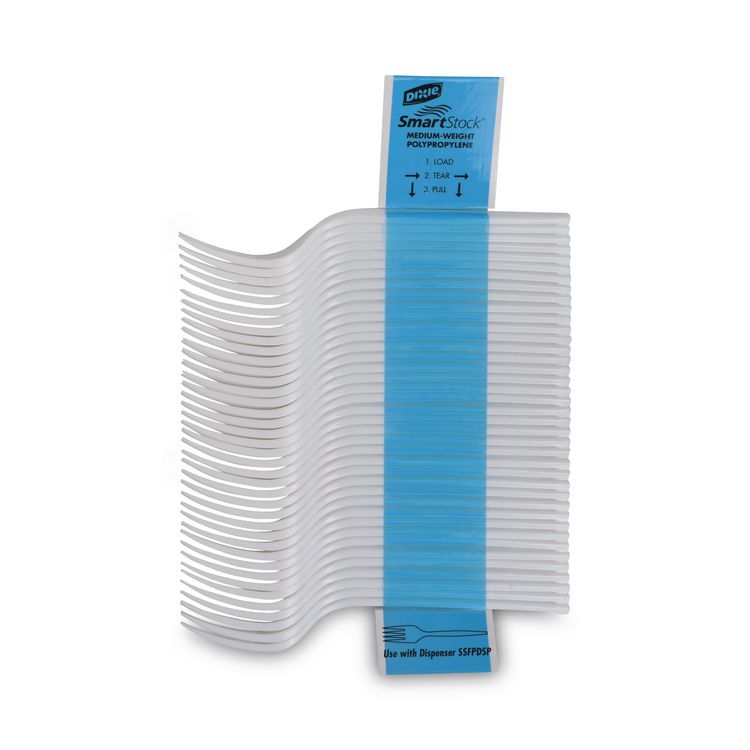 SmartStock Plastic Cutlery Refill, Series-B, Mediumweight Fork, White, 40/Pack, 24 Packs/Carton