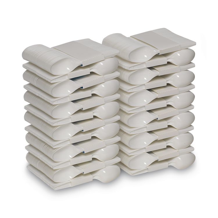 SmartStock Plastic Cutlery Refill, Series-B, Mediumweight Spoon, White, 40/Pack, 24 Packs/Carton