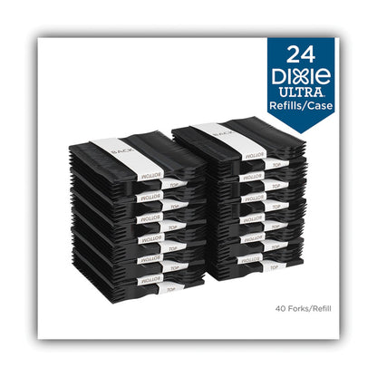 SmartStock Plastic Cutlery Refill, Series-O, Mediumweight Fork, Black, 40/Pack, 24 Packs/Carton