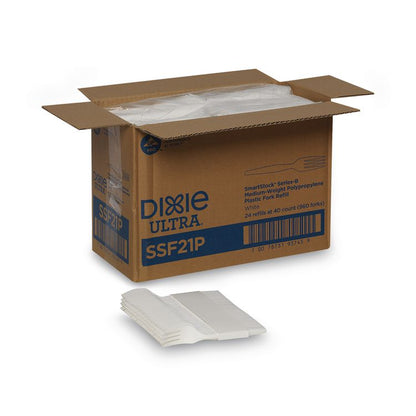 SmartStock Plastic Cutlery Refill, Series-B, Mediumweight Fork, White, 40/Pack, 24 Packs/Carton
