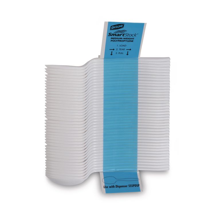 SmartStock Plastic Cutlery Refill, Series-B, Mediumweight Spoon, White, 40/Pack, 24 Packs/Carton