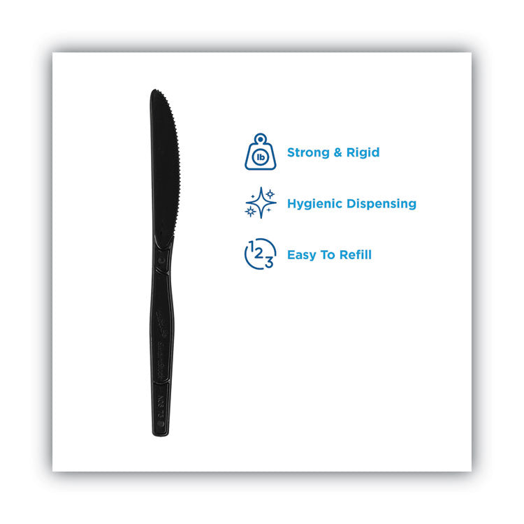 SmartStock Plastic Cutlery Refill, Series-O, Mediumweight Knife, Black, 40/Pack, 24 Packs/Carton