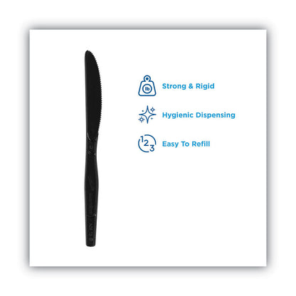 SmartStock Plastic Cutlery Refill, Series-O, Mediumweight Knife, Black, 40/Pack, 24 Packs/Carton