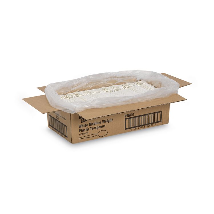 Plastic Cutlery, Mediumweight Spoon, White, 1,000/Carton