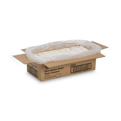 Plastic Cutlery, Mediumweight Spoon, White, 1,000/Carton