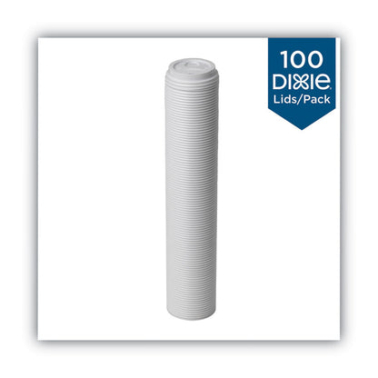Dome Drink-Thru Lids, Fits 10 oz to 20 oz Dixie Hot Cups, Plastic, White, 100/Pack