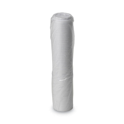 Dome Drink-Thru Lids, Fits 10 oz to 20 oz Dixie Hot Cups, Plastic, White, 100/Pack