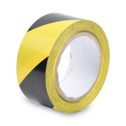 Hazard Marking Aisle Tape, 2" x 108 ft, Black/Yellow