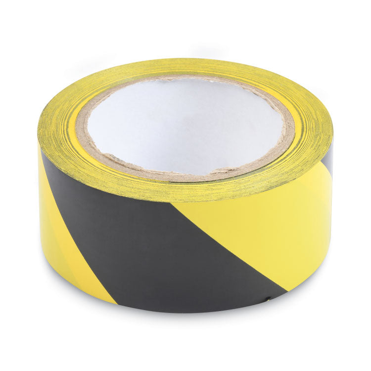 Hazard Marking Aisle Tape, 2" x 108 ft, Black/Yellow
