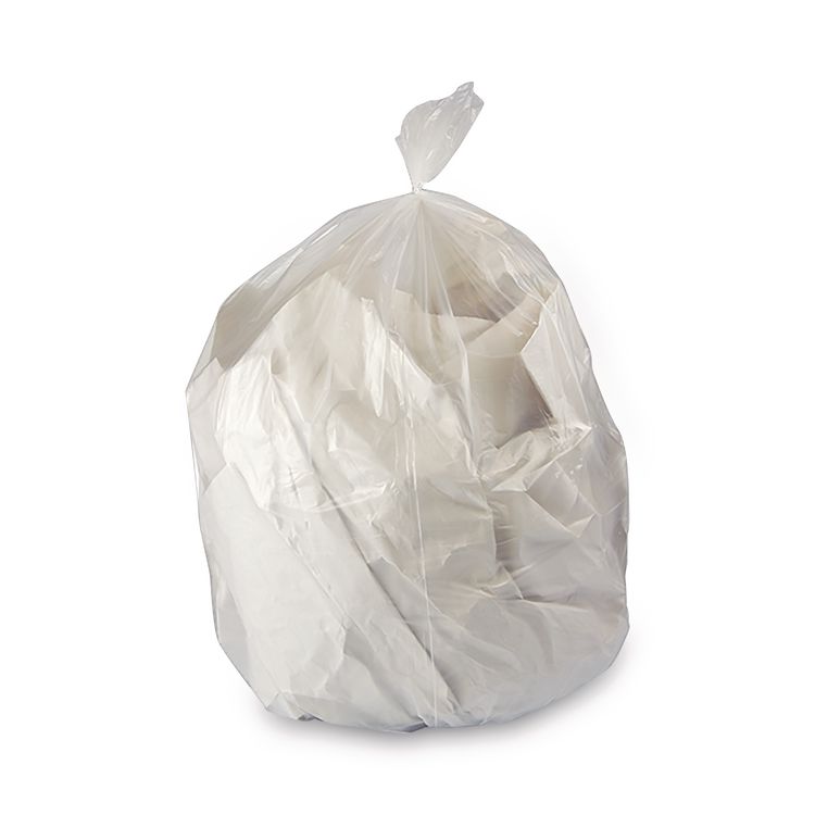 High-Density Can Liners, 33 gal, 13 mic, 33" x 39", Natural, Perforated Roll, 25 Bags/Roll, 10 Rolls/Carton