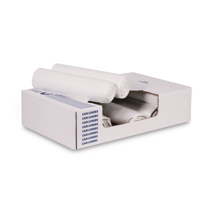 High-Density Can Liners, 33 gal, 13 mic, 33" x 39", Natural, Perforated Roll, 25 Bags/Roll, 10 Rolls/Carton