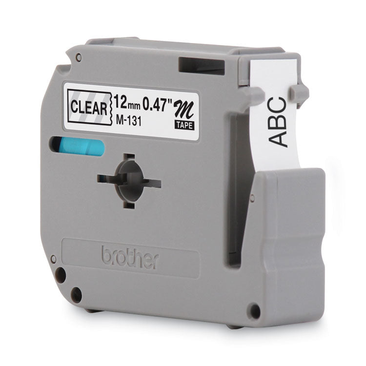 M Series Tape Cartridge for P-Touch Labelers, 0.47" x 26.2 ft, Black on Clear
