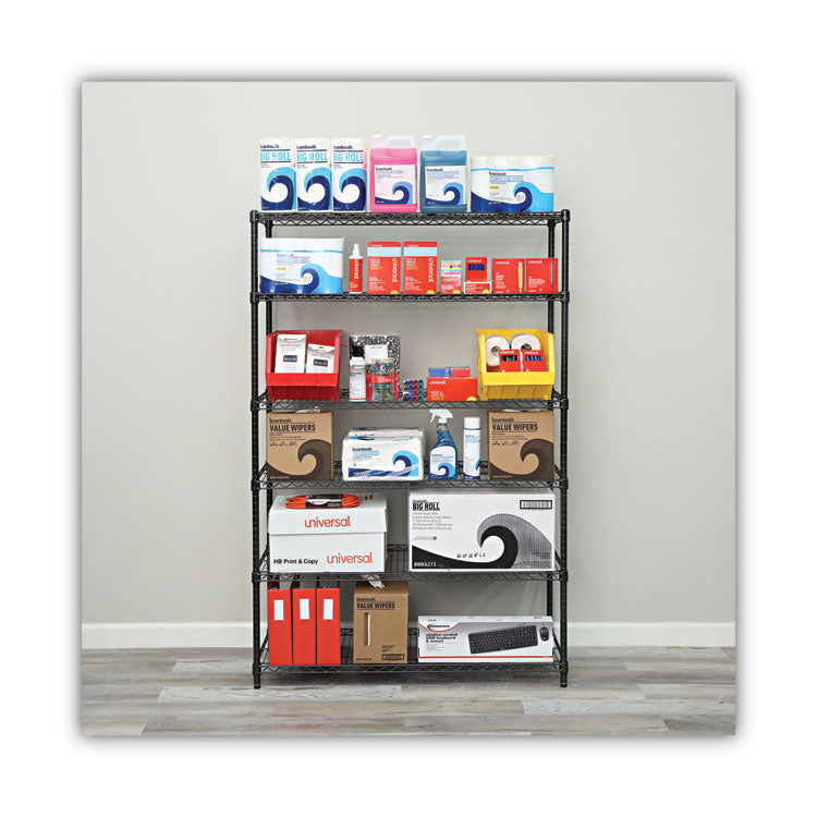 NSF Certified 6-Shelf Wire Shelving Kit, 48w x 18d x 72h, Black Anthracite