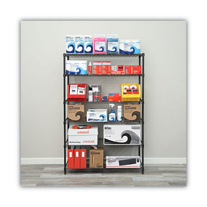 NSF Certified 6-Shelf Wire Shelving Kit, 48w x 18d x 72h, Black Anthracite