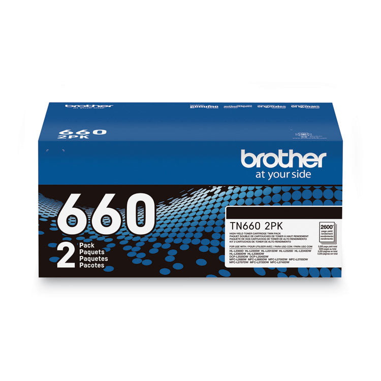 TN6602PK High-Yield Toner, 2,600 Page-Yield, Black, 2/Pack