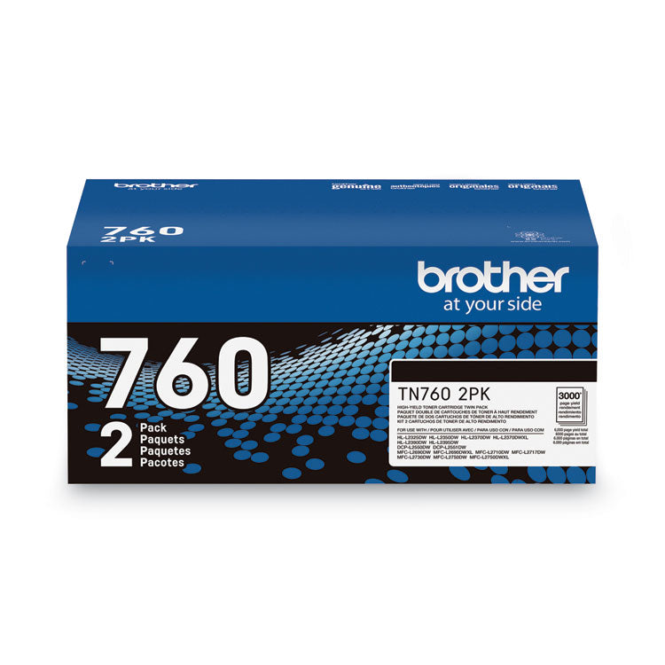 TN7602PK High-Yield Toner, 3,000 Page-Yield, Black, 2/Pack