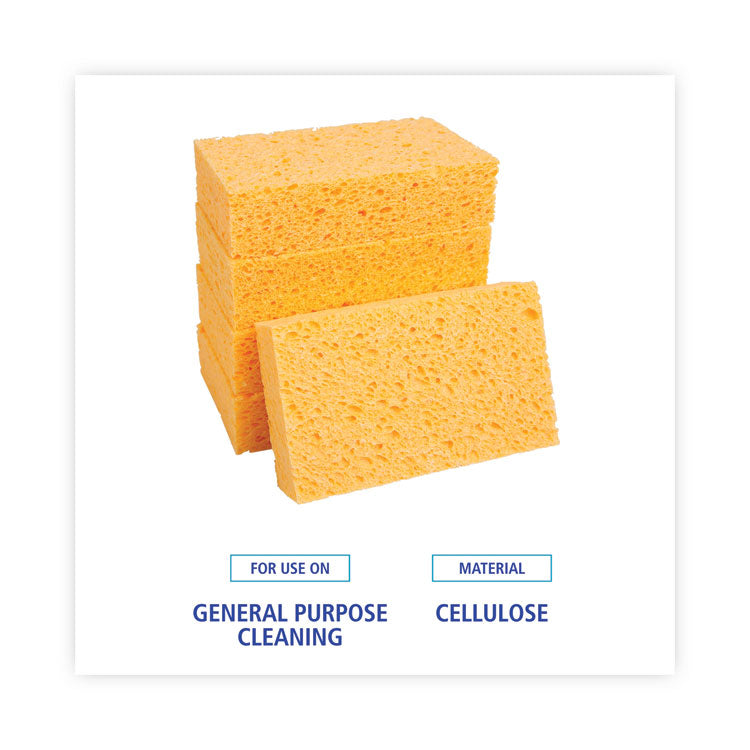 Medium Cellulose Sponge, 3.67 x 6.08, 1.55" Thick, Yellow, 24/Carton
