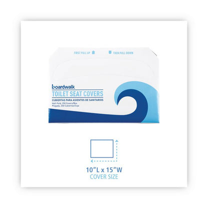 Premium Half-Fold Toilet Seat Covers, 14.17 x 16.73, White, 250/Sleeve, 10 Sleeves/Carton