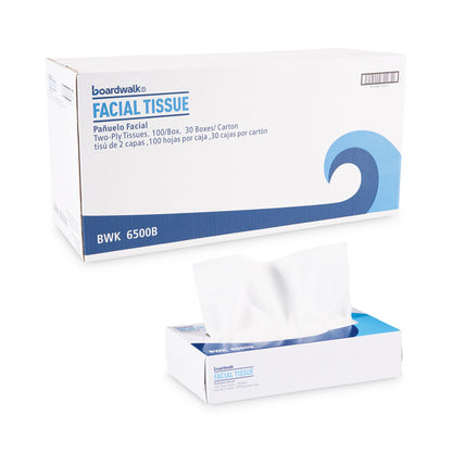 Office Packs Facial Tissue, Flat Box, 2-Ply, White, 100 Sheets/Box, 30 Boxes/Carton