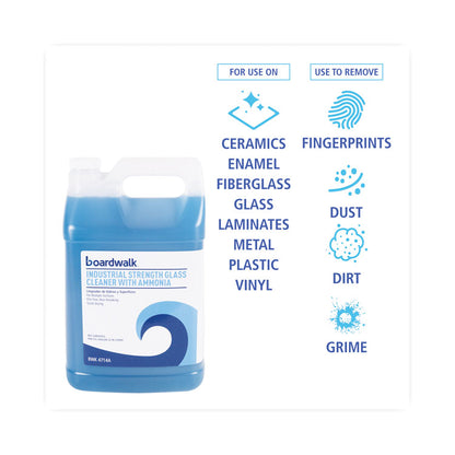 Industrial Strength Glass Cleaner with Ammonia, 1 gal Bottle, 4/Carton
