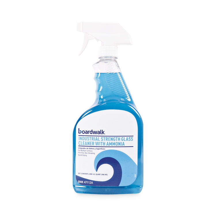 Industrial Strength Glass Cleaner with Ammonia, 32 oz Trigger Spray Bottle