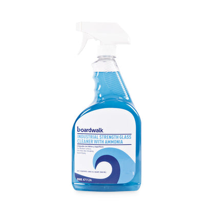 Industrial Strength Glass Cleaner with Ammonia, 32 oz Trigger Spray Bottle