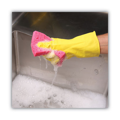 Small Cellulose Sponge, 3.6 x 6.5, 0.9" Thick, Pink, 2/Pack, 24 Packs/Carton
