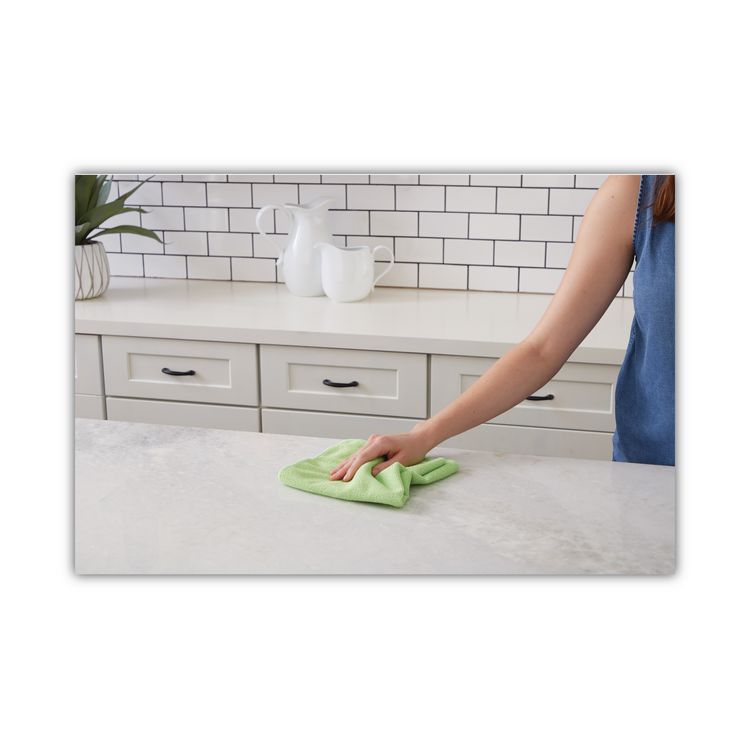 Microfiber Cleaning Cloths, 16 x 16, Green, 24/Pack