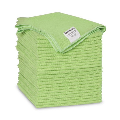 Microfiber Cleaning Cloths, 16 x 16, Green, 24/Pack