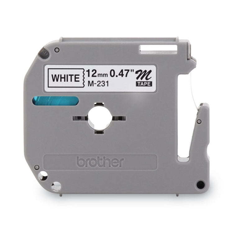 M Series Tape Cartridges for P-Touch Labelers, 0.47" x 26.2 ft, Black on White, 2/Pack