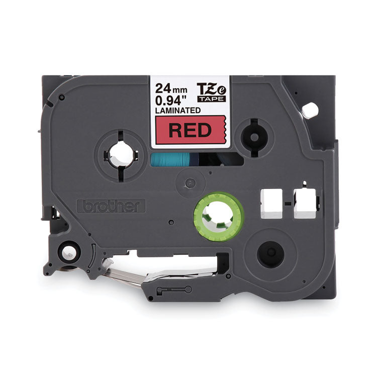 TZe Standard Adhesive Laminated Labeling Tape, 0.94" x 26.2 ft, Black on Red