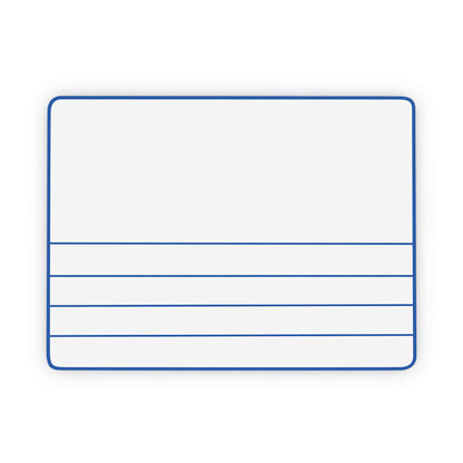 Dry Erase Student Boards, Ruled for Handwriting Practice, 12" x 9", Blue/White Surface, 10/Set