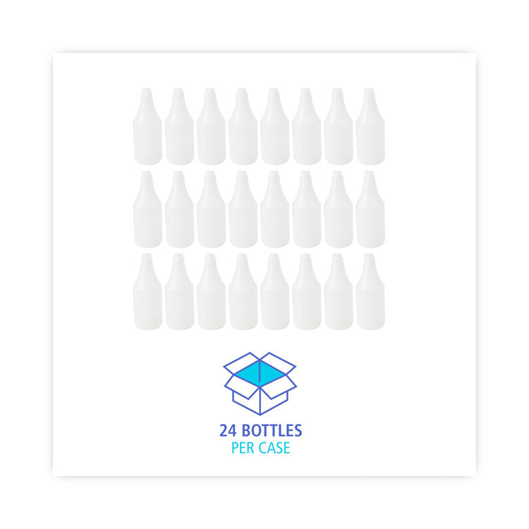 Embossed Plastic Spray Bottle, 24 oz, Clear, 24/Carton