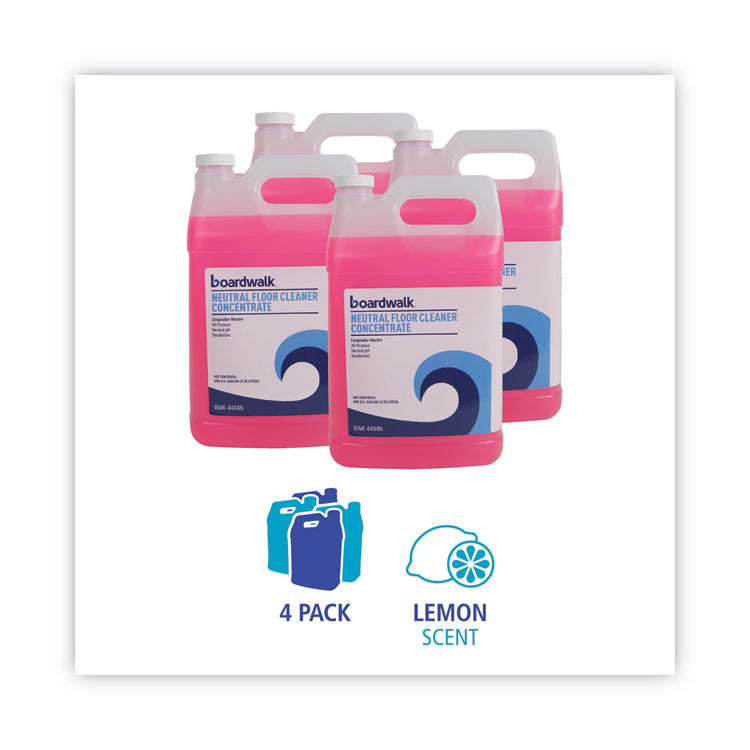Neutral Floor Cleaner Concentrate, Lemon Scent, 1 gal Bottle, 4/Carton