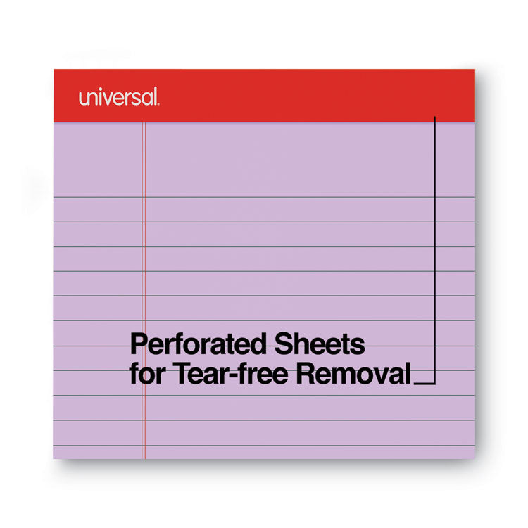 Colored Perforated Ruled Writing Pads, Wide/Legal Rule, (50) Orchid 8.5 x 11 Sheets, Dozen
