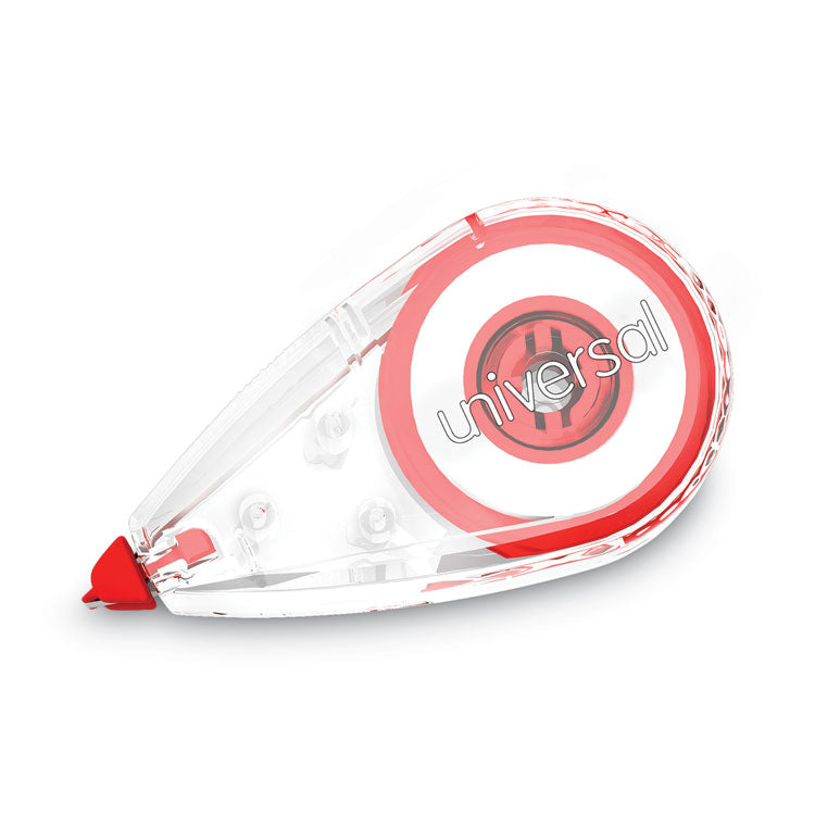Mini Correction Tape, Non-Refillable, 0.25" x 22.92 ft, White Tape, Clear/Red Dispenser, 10/Pack