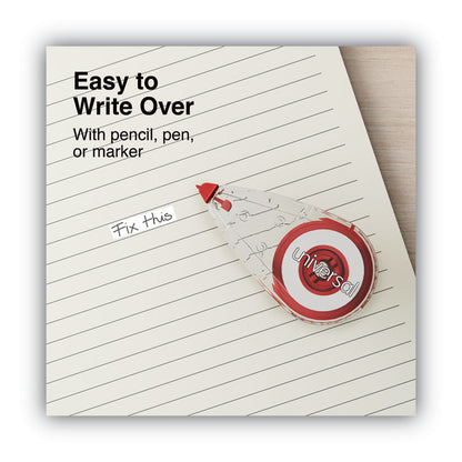 Mini Correction Tape, Non-Refillable, 0.25" x 22.92 ft, White Tape, Clear/Red Dispenser, 10/Pack