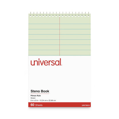 Steno Pads, Red Cover, Pitman Rule, (60) Green-Tint 6 x 9 Sheets