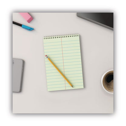 Steno Pads, Red Cover, Pitman Rule, (60) Green-Tint 6 x 9 Sheets