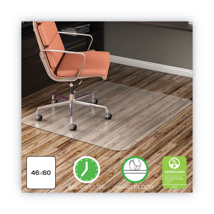 EconoMat Non-Studded All Day Use Chair Mat for Hard Floors, Rectangular, 46" x 60", Clear, Ships Rolled