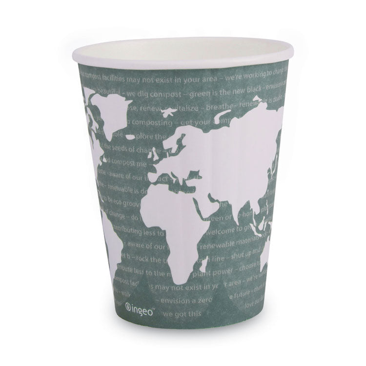World Art Renewable and Compostable Insulated Hot Cups, 12 oz, Paper, Brown/White, 40/Pack, 15 Packs/Carton