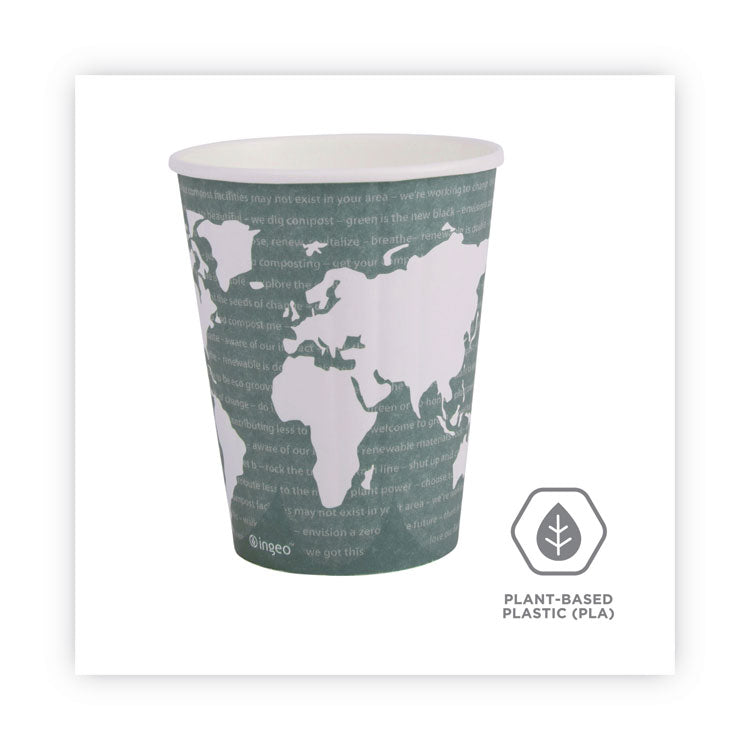 World Art Renewable and Compostable Insulated Hot Cups, 12 oz, Paper, Brown/White, 40/Pack, 15 Packs/Carton