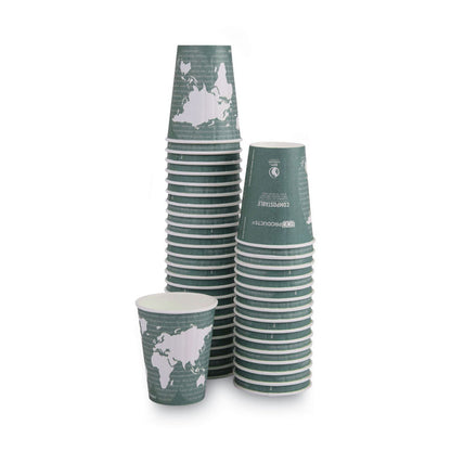 World Art Renewable and Compostable Insulated Hot Cups, 12 oz, Paper, Brown/White, 40/Pack, 15 Packs/Carton