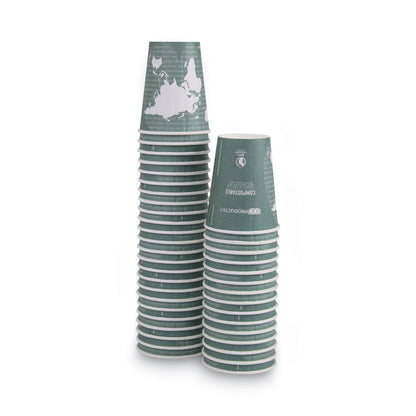World Art Renewable and Compostable Insulated Hot Cups, 12 oz, Paper, Brown/White, 40/Pack, 15 Packs/Carton