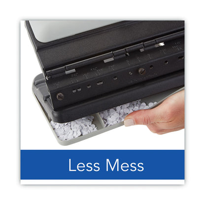 32-Sheet Easy Touch Two- to Three-Hole Punch with Cintamatic Centering, 9/32" Holes, Black/Gray